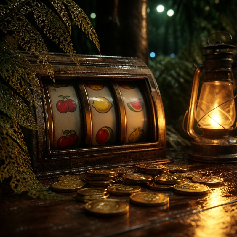 Monedas sobre hoja, marco visual de tragamonedas